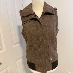 American Eagle Outfitters Brown Herringbone Quilted Vest